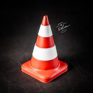 Leather Traffic Cone Pattern and Video Tutorial - PDF, DXF, SVG Template Download. Pattern Weight, Door Stop, Workshop Decor, Home Decor