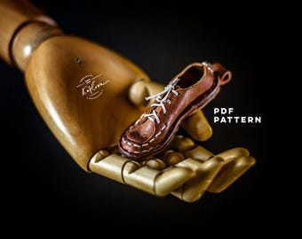 Leather Boot Keyring Pattern, Mini Tiny Shoe Key Fob Leathercraft Template PDF Download