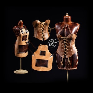 Leather Pattern Pack: Mini Dress Form, Apron & Corset (PDF Templates)