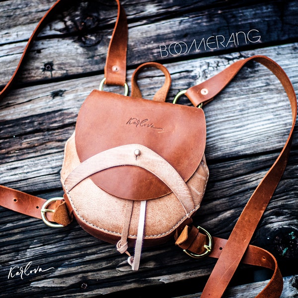 Boomerang Tiny Leather Backpack Pattern, DIY PDF Download