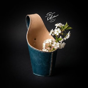 Leather Mini Basket Pattern - Small Bucket Leather Craft Template - Hanging Organizer - DIY PDF Download