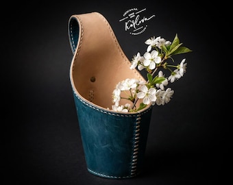 Leather Mini Basket Pattern - Small Bucket Leather Craft Template - Hanging Organizer - DIY PDF Download
