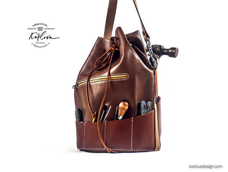 Situla Leather Tool Bag Pattern - Utility Bucket Template, PDF Download image 7