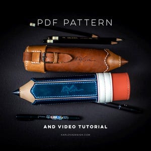 Pacote de padrões de estojo de lápis 2 em 1. Download de modelo PDF para impressão de artesanato em couro + tutorial em vídeo