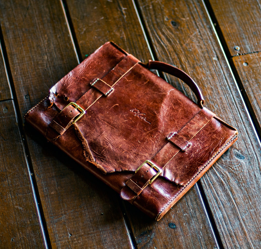 Slim Briefcase Pattern fits 12 Ipad, Leather Satchel Template