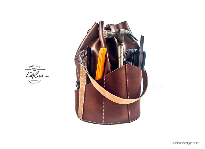 Situla Leather Tool Bag Pattern - Utility Bucket Template, PDF Download image 3