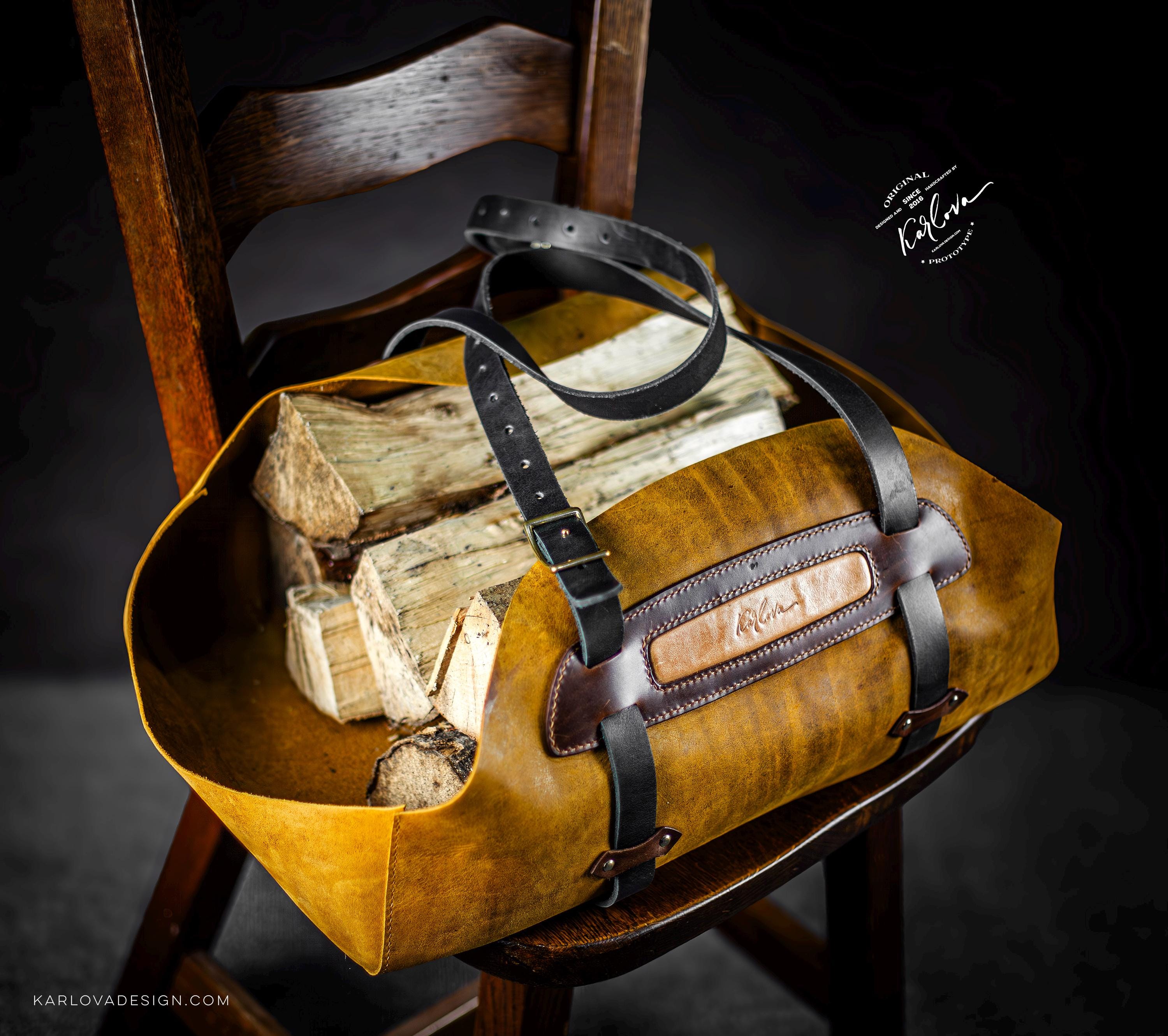 Leather Log Bag PDF Pattern: Firewood Carrier With Video Tutorial (SVG ...