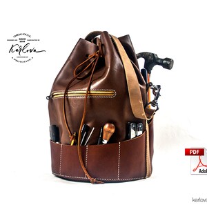 Situla Leather Tool Bag Pattern - Utility Bucket Template, PDF Download image 5