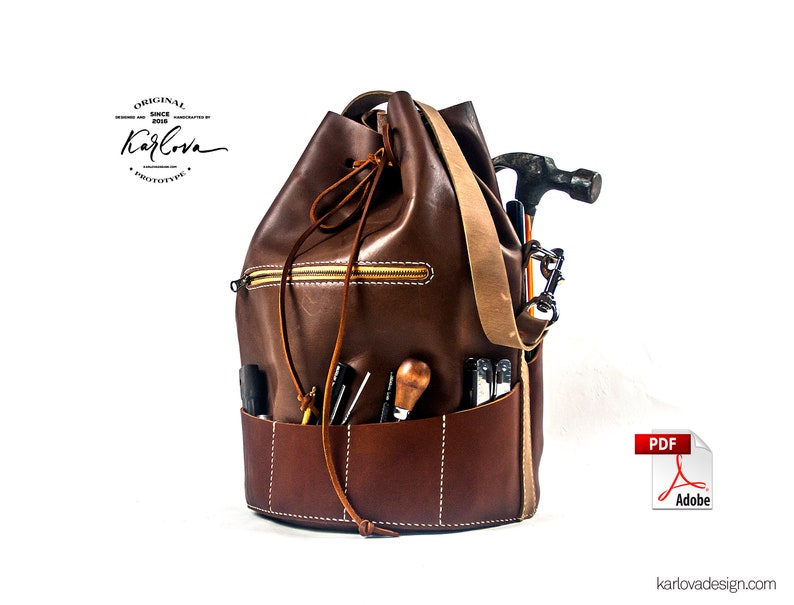 Situla Leather Tool Bag Pattern - Utility Bucket Template, PDF Download image 5