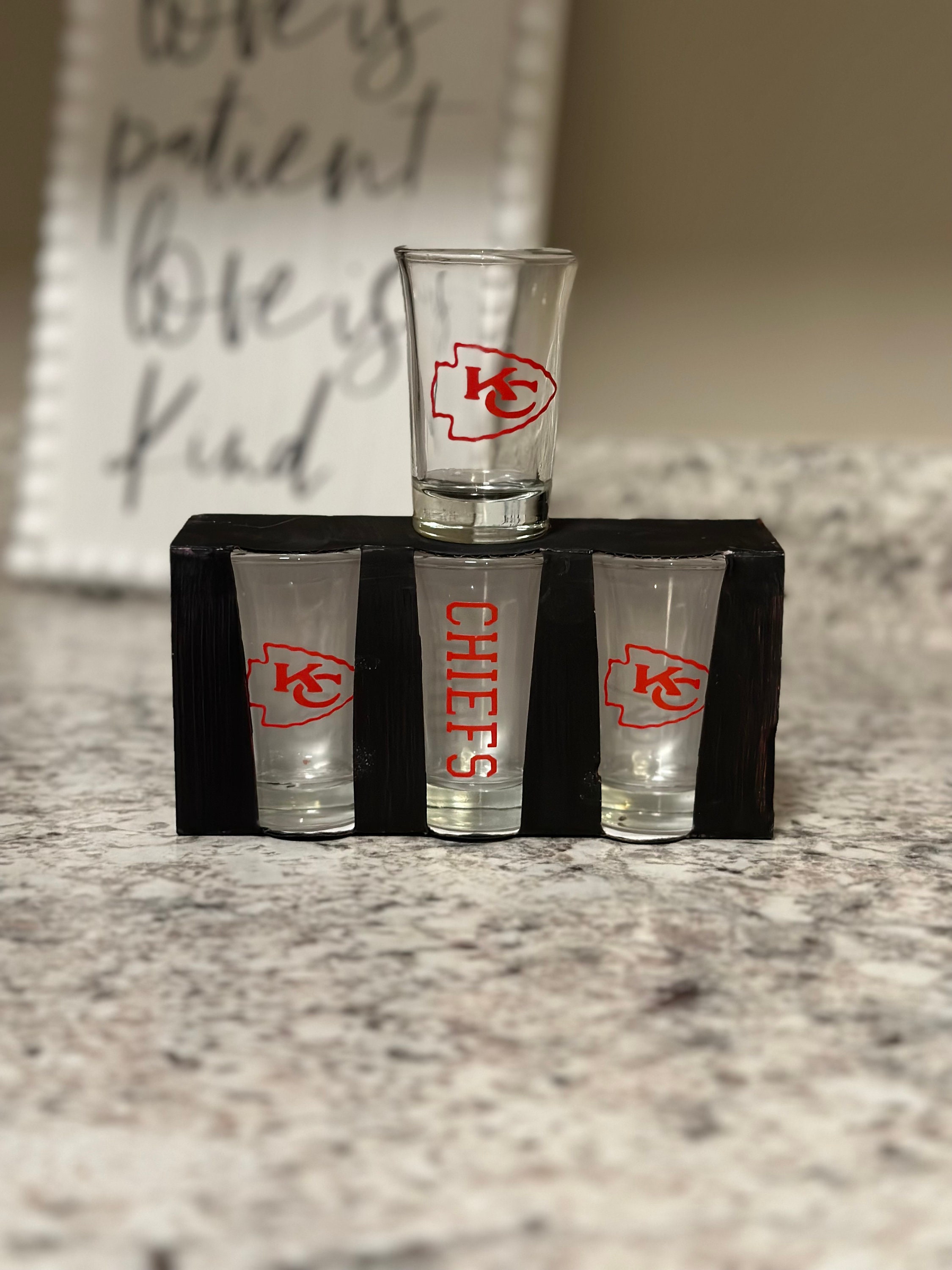 Chief Shot Glasses Kansas City Football Team Sports Glass Set Etsy