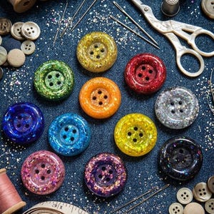 Glitter Sewing Button Phone Grip MagSafe Adhesive - Cute Haberdashery Novelty Accessory - Crafter Quilter Gift for Kindle Tablet & Phone