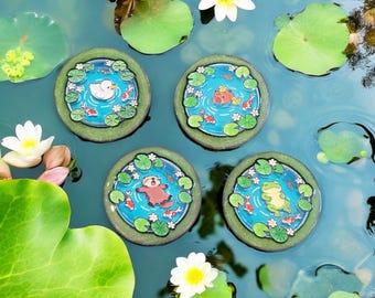 Cute Animal Phone Grip – Pond Scene Frog Duck Capybara Otter, MagSafe & Adhesive Gift