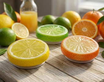 Cute Citrus Slice Phone Grip MagSafe Adhesive - 3D Fruit Lemon Lime Orange Accessory - Summer Tutti Frutti Gift for Kindle Tablet & Phone