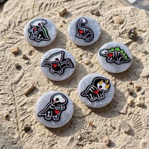 Skeletal Dinosaur Phone Grip MagSafe Adhesive - Kawaii Pastel Goth Dino Heart Stand for Kindle Tablet & Phone