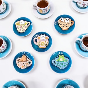 Cozy Teacup Phone Grip MagSafe Adhesive - Kawaii Capybara Frog Ghost Stand - Cottagecore Gift for Kindle Tablet & Phone