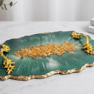 gold dressing table tray Afoxsos Gold Dresser Ornate Tray Metal Decorative Jewelry Perfume Organizer for Vanity, Dresser, Bathroom, Bedroom