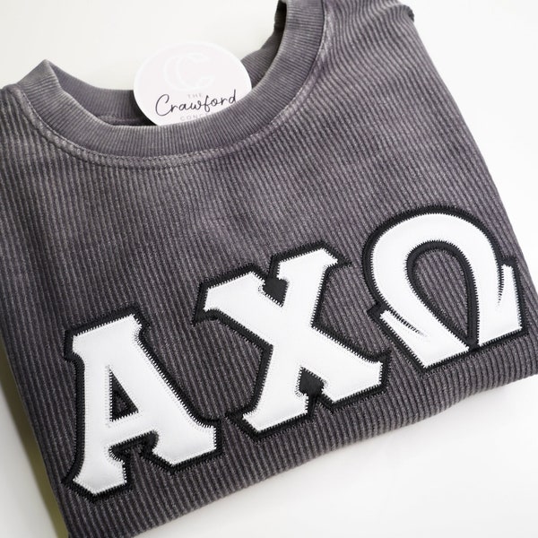 CUSTOMIZABLE Basic Corded Stitched Letter Embroidered Crewneck | Sorority | Fraternity | Greek Life | College Life | Big & Little Gift