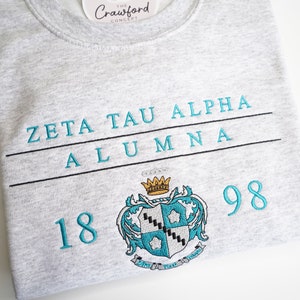 CUSTOMIZABLE Embroidered Sorority Crest Alumni Crewneck and Hoodie | Big Little Family Letter Stitched Sweatshirts | Big and Little Gift