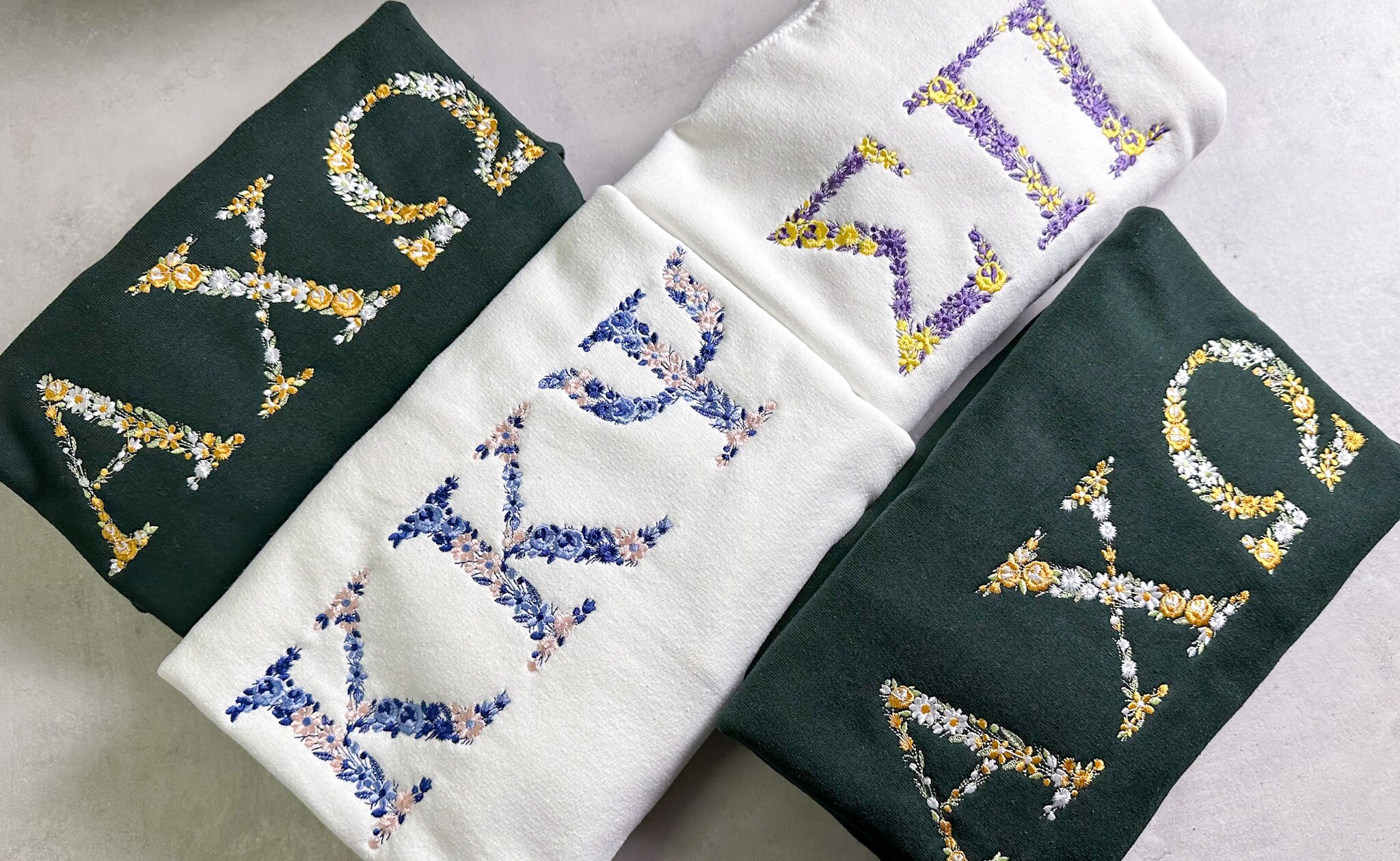 CUSTOMIZABLE Greek Letter Floral Embroidered Sweatshirt Sorority