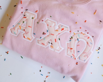 Pink Sprinkles Sorority Stitched Letters Crewneck/Hoodie