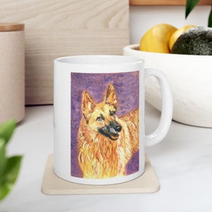 Deutscher Schäferhund Kaffeebecher Schäferhund Liebhaber Becher für Schäferhund Besitzer Hund Becher für Hundeliebhaber Geschenk für Mutter Becher Hand gezeichnet Design Hundeliebe Schäfer