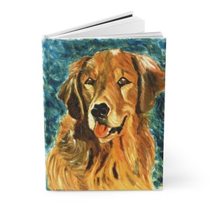 Golden Retriever Hardcover Journal Notebook Planner Diary 5.75"x8" for Retriever Owner Dog Diary Puppy Lover Artsy Gifts Hand Drawn Design