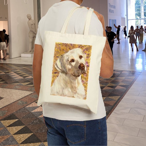 Yellow Labrador Canvas Tote Bag Labrador Owner Bag For Lab Lover Tote Bag for Dog Lover Gift for Mom Bag Hand Drawn Design Dog Merch Lab Dad