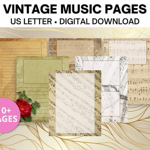 Vintage Music Paper, Digital Music Paper, Music Junk Journal Paper, Music Scrapbook Paper, Music Paper