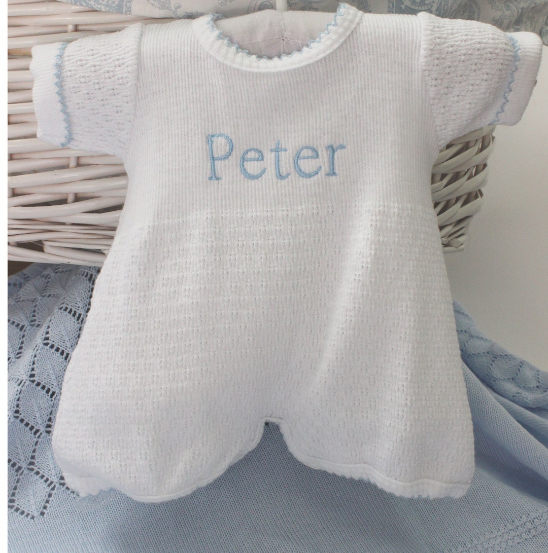 Paty Boy Onesie, Monogram Take Home Romper, Knitted Layette Bubble