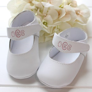 Baby Girl Personalized Shoes, Leather Soft Sole Crib Shoes Monogrammed, Baby Keepsake Gift, Christening Shoes, Baptism Shoes