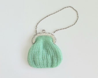 Evening Bag: Purse / Clutch / Vintage / Bag / Pouch / Green / Handbag / Coin Purse / Accessory / Wedding Clutch / Formal Bag / Boho / Beaded