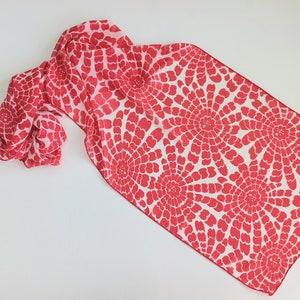 Womans Scarf: Floral scarf / Summer / Light Scarf / Hair Scarf / Vintage Scarf / Neck Scarf / Boho / Red / Gift / Accessory / Sustainable image 6