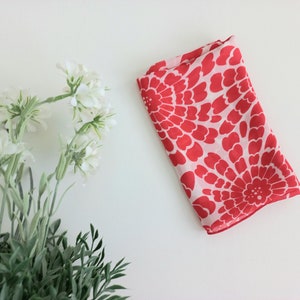 Womans Scarf: Floral scarf / Summer / Light Scarf / Hair Scarf / Vintage Scarf / Neck Scarf / Boho / Red / Gift / Accessory / Sustainable image 8