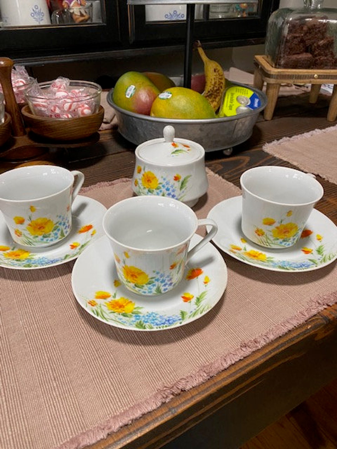 Vintage Imperial China Plates, Saucers, Cups and Sugar Bowl Etsy