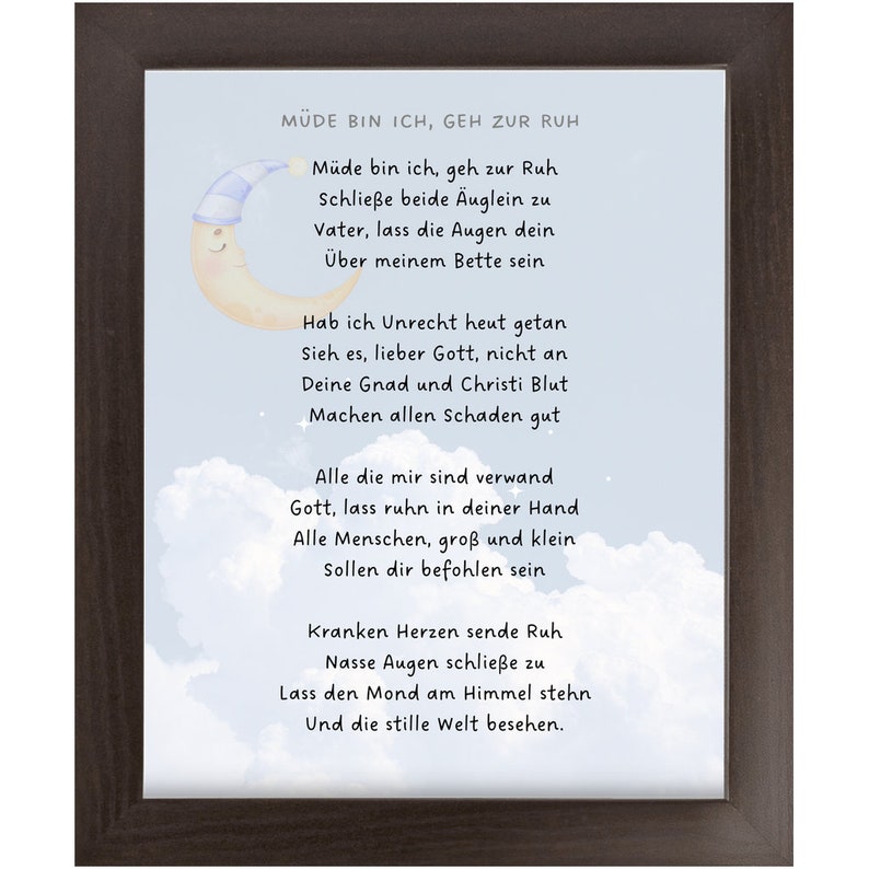 German Bedtime Prayer Framed Wall Art Müde Bin Ich Geh Zur Etsy