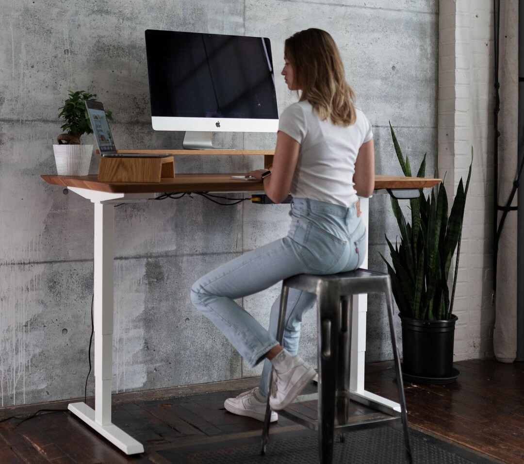 Standing Deskwhite Oak Dual Motorhardwood Standing Desk Etsy