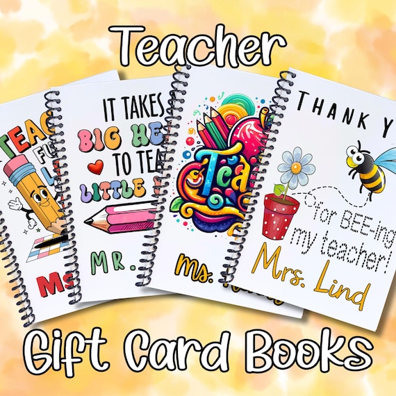 Personalized Teacher Appreciation 6 page 5"x7" Gift Card Book with Stickers and PVC Cover - Created for Educators by an Educator!