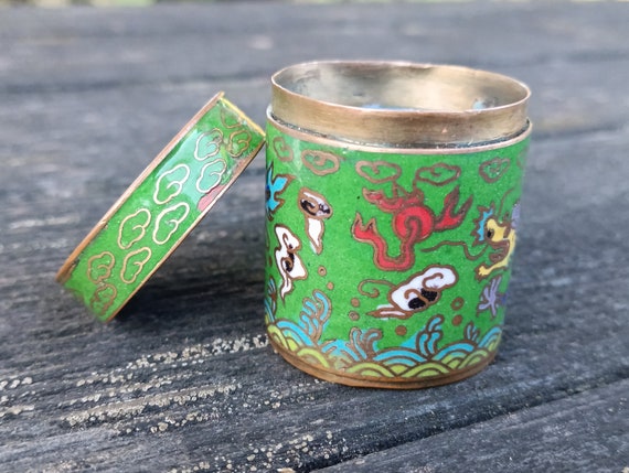 Cloisonné Dragon Chinese Tea Box, Jewelry Box, Sp… - image 5