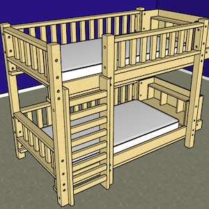 DIY: Bunk Bed Plans with Hutches - Bolts Together! No glue!