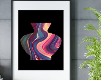 Forme abstraite, vase multicolore, art numérique, œuvre d’art numérique, téléchargement d’art numérique