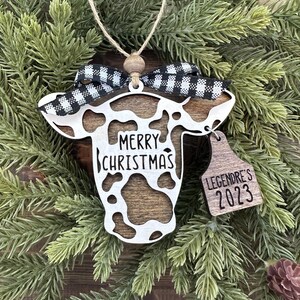 Cow Christmas Ornament, Personalized Christmas Ornament, Customizable 2023 Ornament