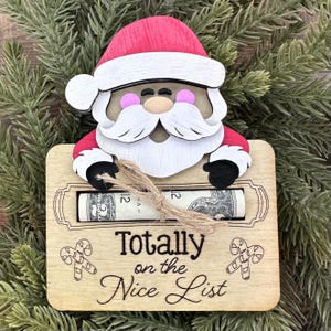 Totally on the Nice List Santa Money Holder, Unique Christmas Cash Gift Holder, Holiday Gift for Kids and Teens, Christmas Gift Cash Card