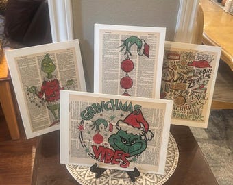 4-“Grinch Christmas” Custom Dictionary Prints on Canvas set of 4