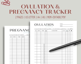 Ovulation and Pregnancy Trackers | TTC Chart | Ovulation Tracker Sheet | Ovulation Template | Trying to Conceive Planner | HCG Tracker