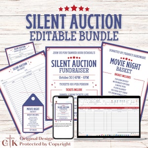 Silent Auction Editable Forms | Silent Auction Bid Sheet | Auction Flyer Template | Silent Auction Sheet | Auction Item Sign Editable Edit
