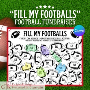 Fill My Football Fundraiser | Fill in the Football Fundraiser | Color in Football Fundraiser | Help Me Fill Up My Football Printable Canva