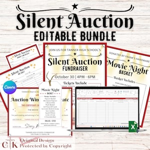 Silent Auction Editable Forms | Silent Auction Bid Sheet | Auction Flyer Template | Silent Auction Sheet | Auction Item Sign Editable Edit