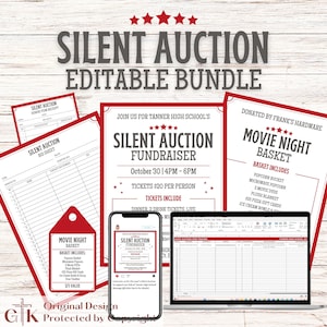 Silent Auction Editable Forms | Silent Auction Bid Sheet | Auction Flyer Template | Silent Auction Sheet | Auction Item Sign Editable Edit