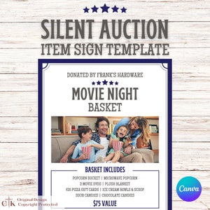 Silent Auction Item Sign Template | Auction Item Template | Silent Auction Sheet | Auction Item Template | Silent Auction Edit | Item Sheet