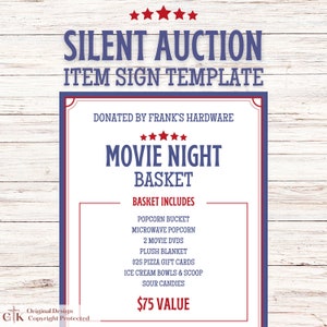 Silent Auction Item Sign Template | Auction Item Template | Silent Auction Sheet | Auction Item Template | Silent Auction Edit | Item Sheet